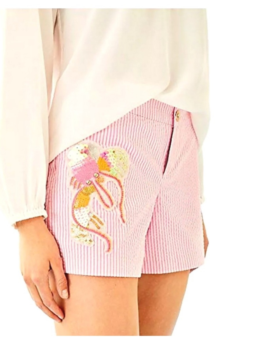 Lilly Pulitzer Callahan Party Short Pink Cosmo Yarn Dyed Stripe Seersucker